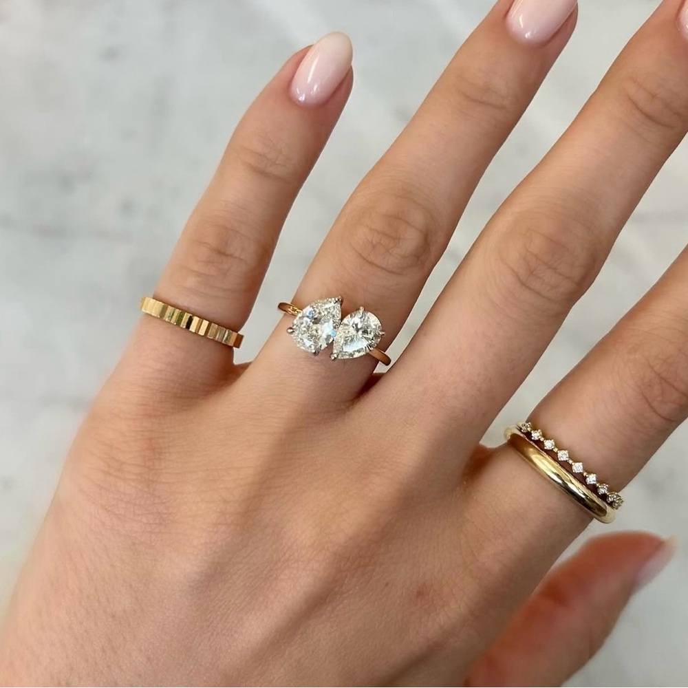 Ring Concierge Geometric Stackable Ring - 14k Whi… - image 2